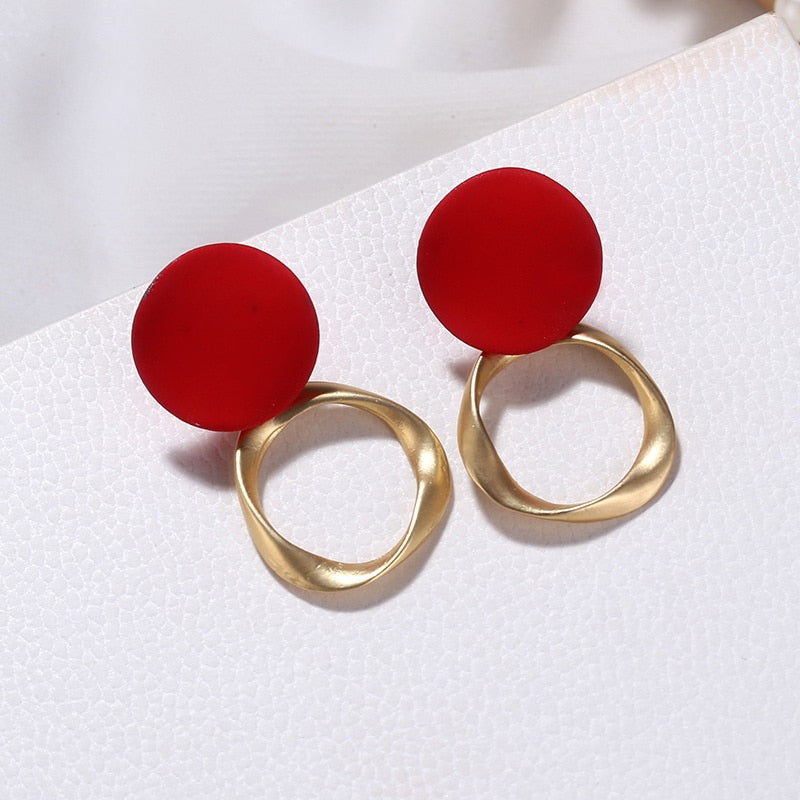 Autumn Winter New Brown Earrings Vintage Matte drop Earrings for women Metal Fashion Statement Dangle Earring 2025 Trend Jewelry