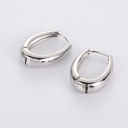 2025 New Classic Copper Alloy Smooth Metal Hoop Earrings For Woman Fashion Korean Jewelry Temperament  Daily Wear earrings